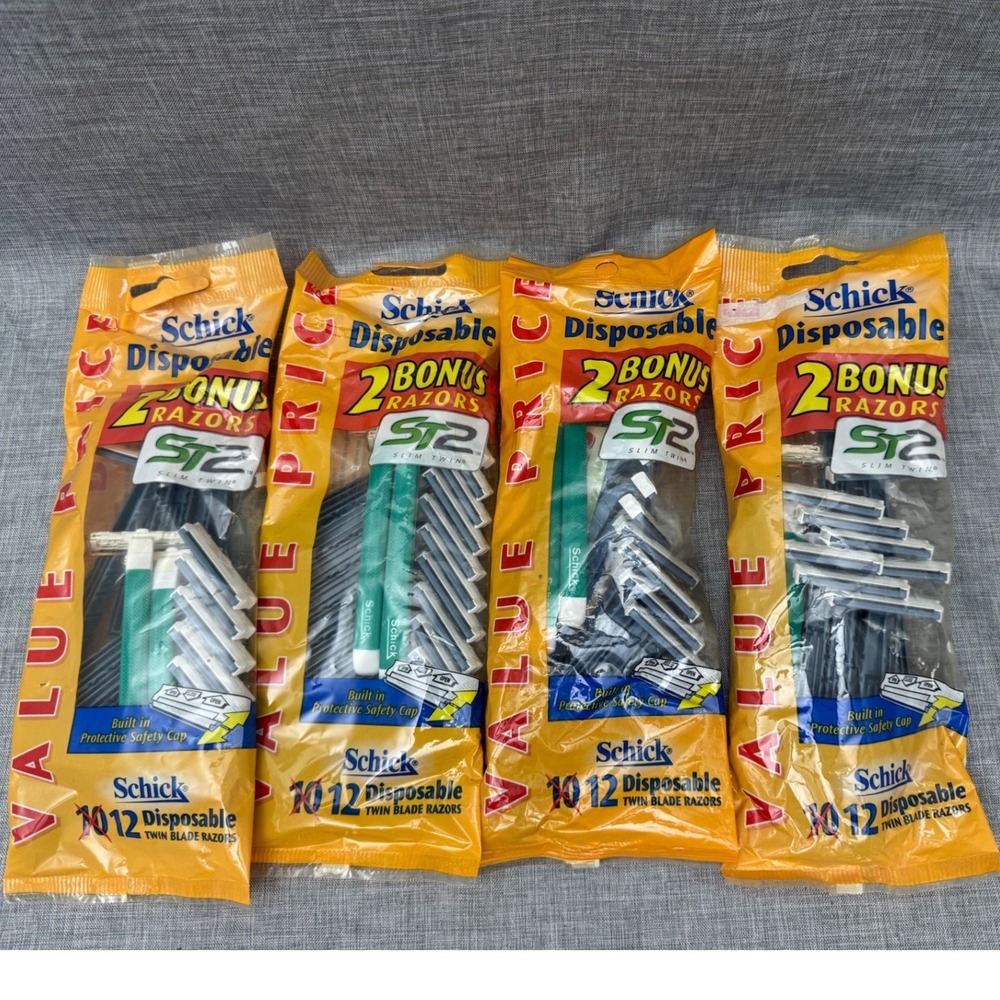 Schick ST2 Slim Twin Disposable Razors 48 Count Total 4 Packs of 12 Vintage 2008